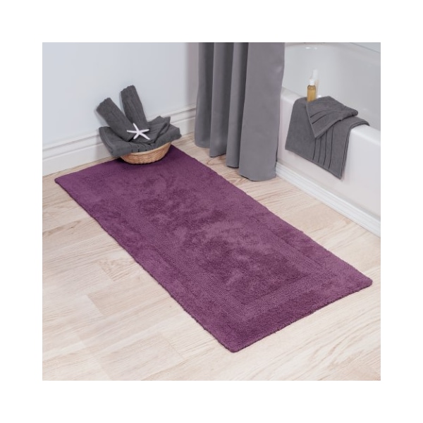 Hastings Home 100-percent Cotton Bath Mat Plush 24x60 Long Bathroom Runner Reversible Washable Rug (Eggplant) 420996SSV - main